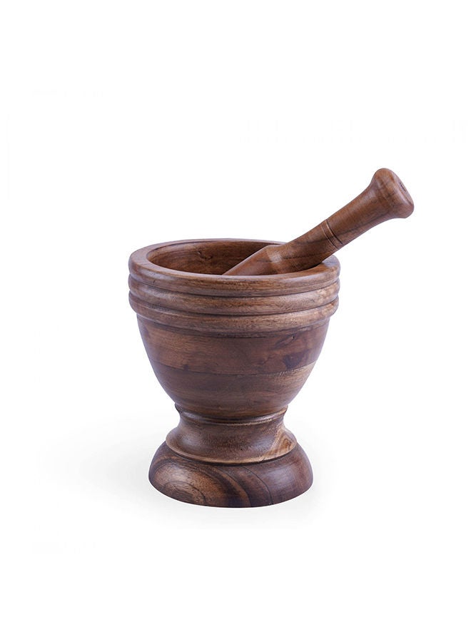 Pan Home مدقة و هاون من الأكاسيا رباحة D12.7X21.9 سم طبيعي - Image 1