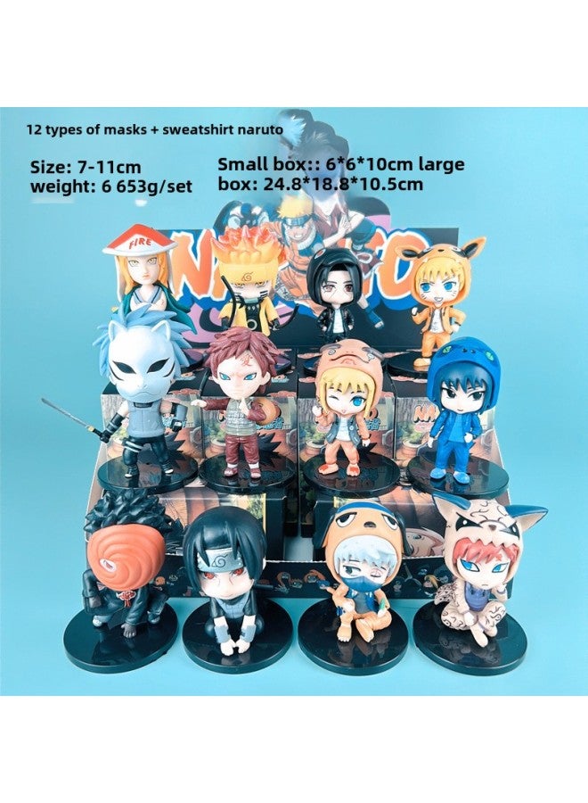 Naruto Hand-made Blind Box Sasuke Broadsword Kakashi Uchiha Mustela Storm Water Gate Model-Color:12 Types Of Masks + Sweatshirt Naruto Box Randomly  - Image 1