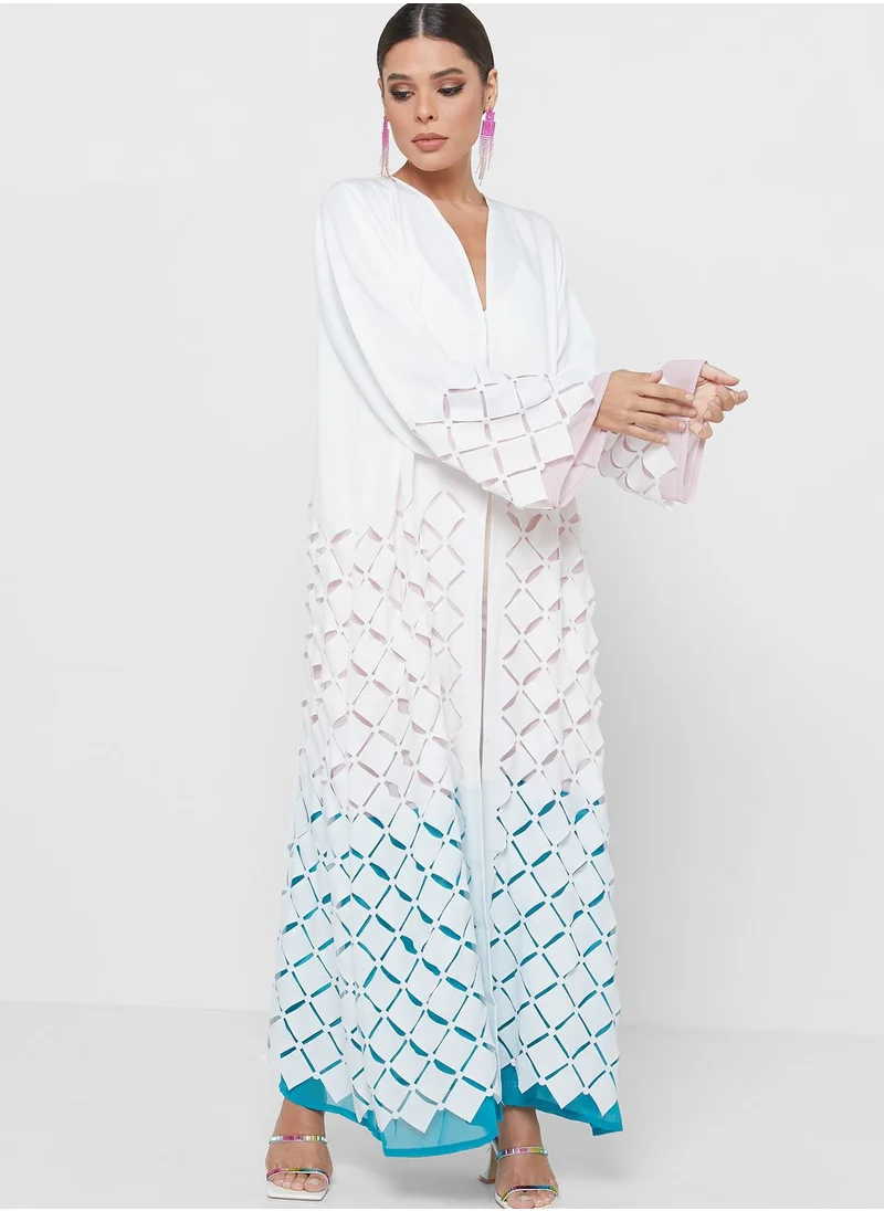 Khizana Laser Cut Abaya With Sheila