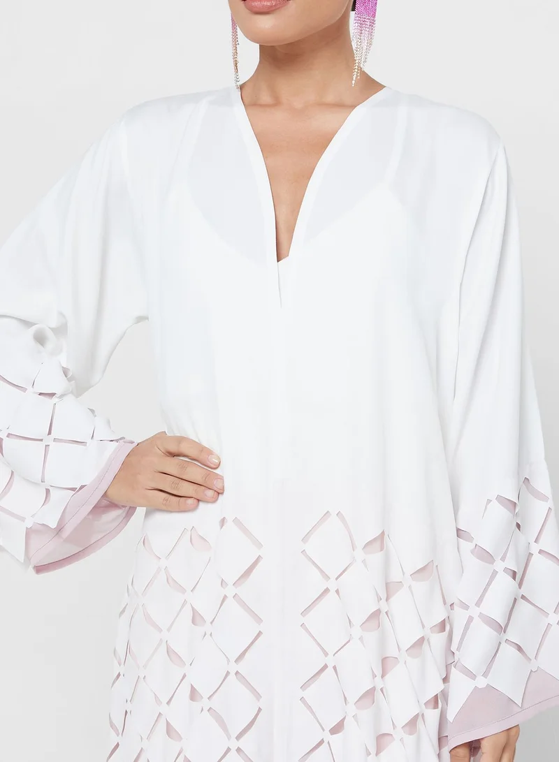 Khizana Laser Cut Abaya With Sheila