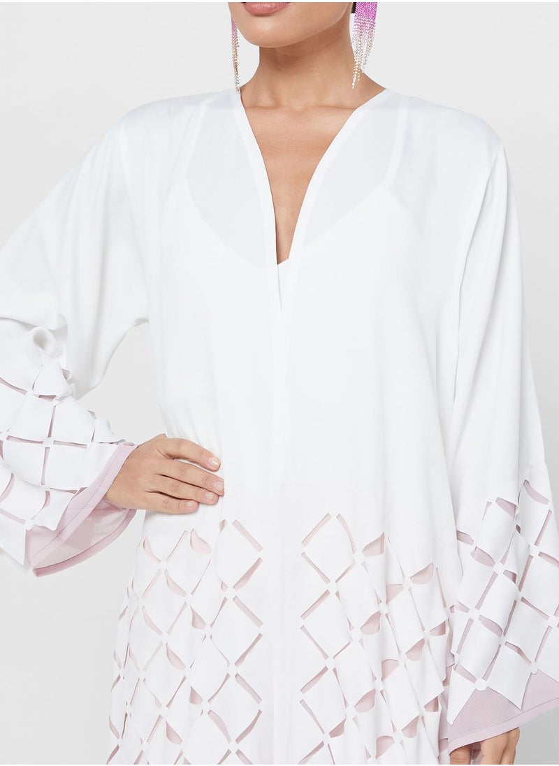 Khizana - Laser Cut Abaya With Sheila - Image 1