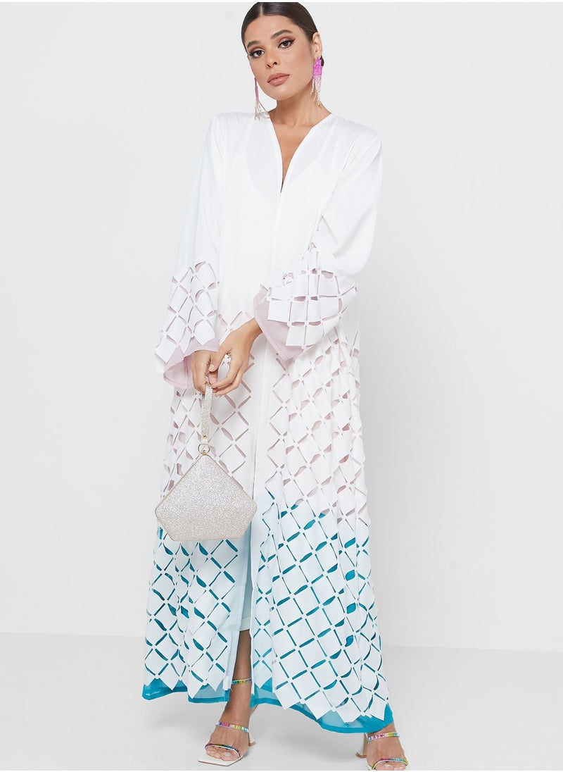 Khizana - Laser Cut Abaya With Sheila - Image 1