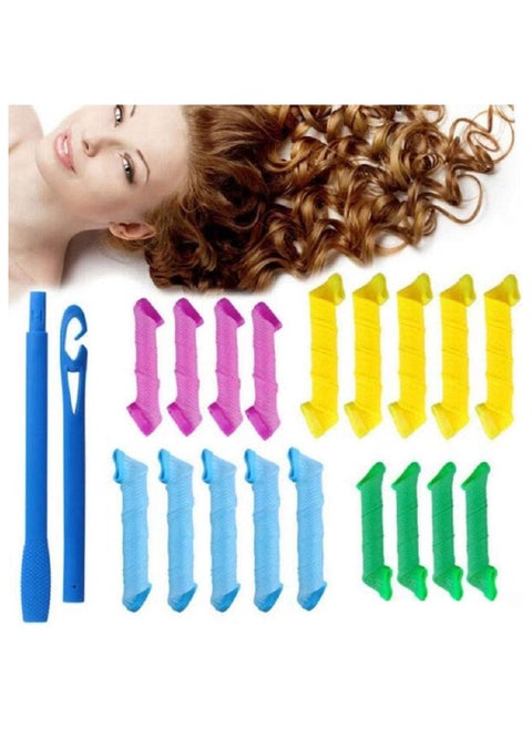 18 Pcs Magic hair curler- Spiral curler styling kit - Long Hair Curlers Curl Leverage Rollers Spiral Tool - No Heat Hair Curlers Hair Rollers