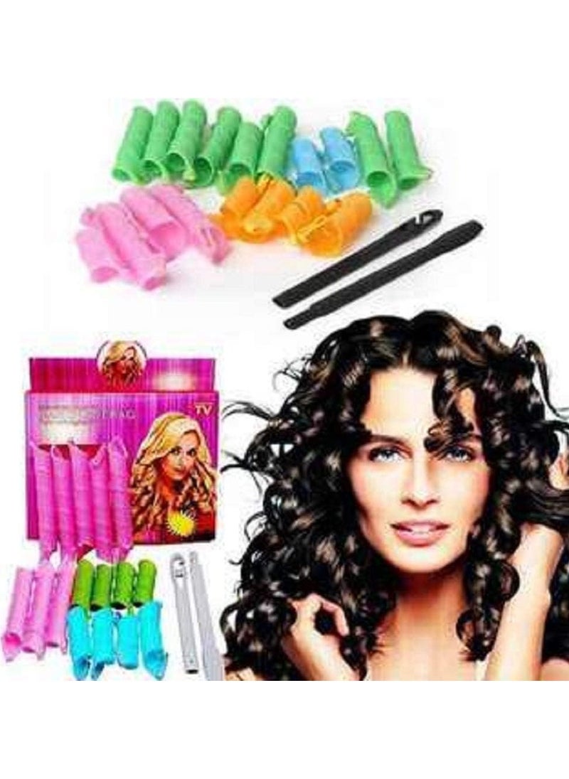 BJM - 18 Pcs Magic hair curler- Spiral curler styling kit - Long Hair Curlers Curl Leverage Rollers Spiral Tool - No Heat Hair Curlers Hair Rollers - Image 1