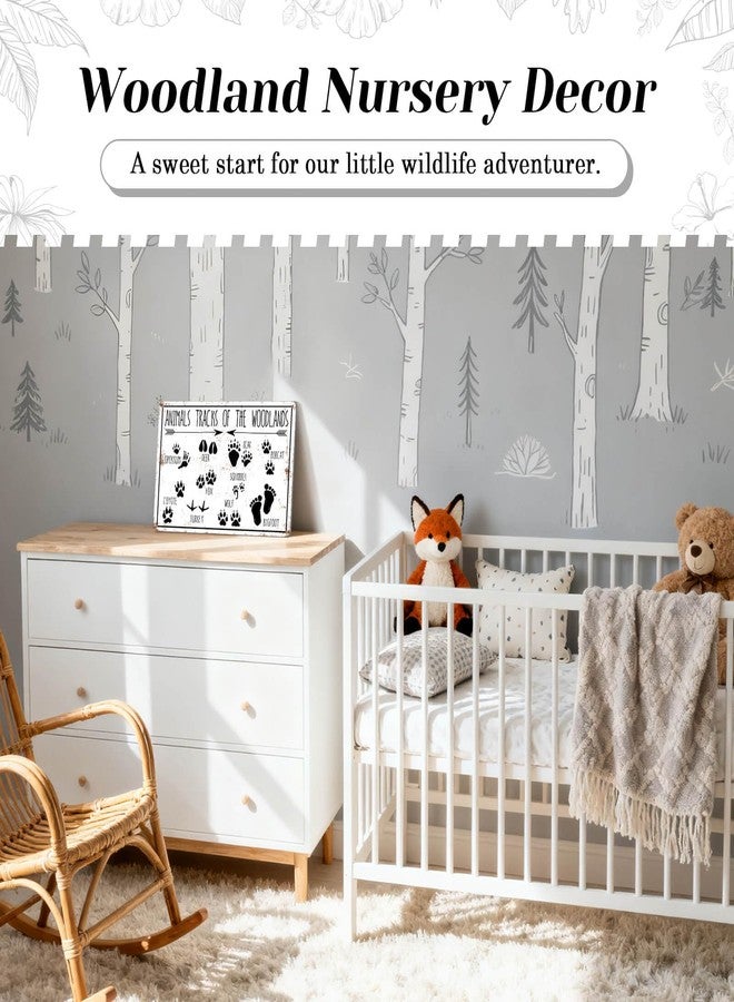 HYBLOM Animal Tracks of Woodland Nursery Sign, Log Cabin Decor, Forest Hunting Decor, Wildlife Wall Art for Boys Room, Vintage Tin Signs for Lodge Bathroom 12x8 Inch - Image 3