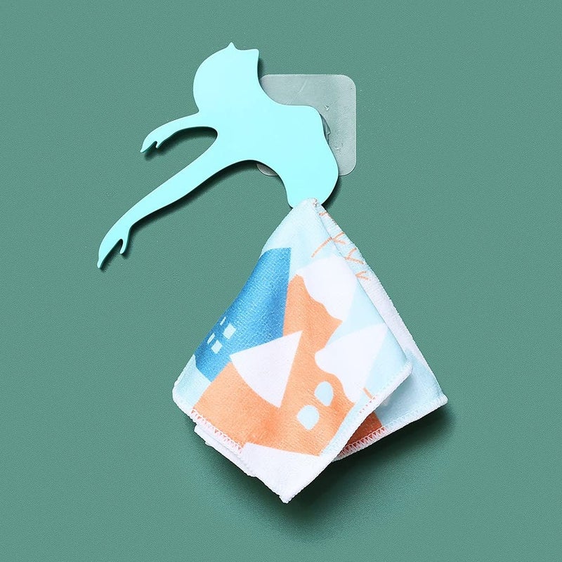 SpiderJuice 1Pc Self Adhesive Wall Art Decorative Ballet Lady Dancer Design Towel Napkin Holder Hanger Hook for Kitchen/Bathroom (Blue) - Image 5