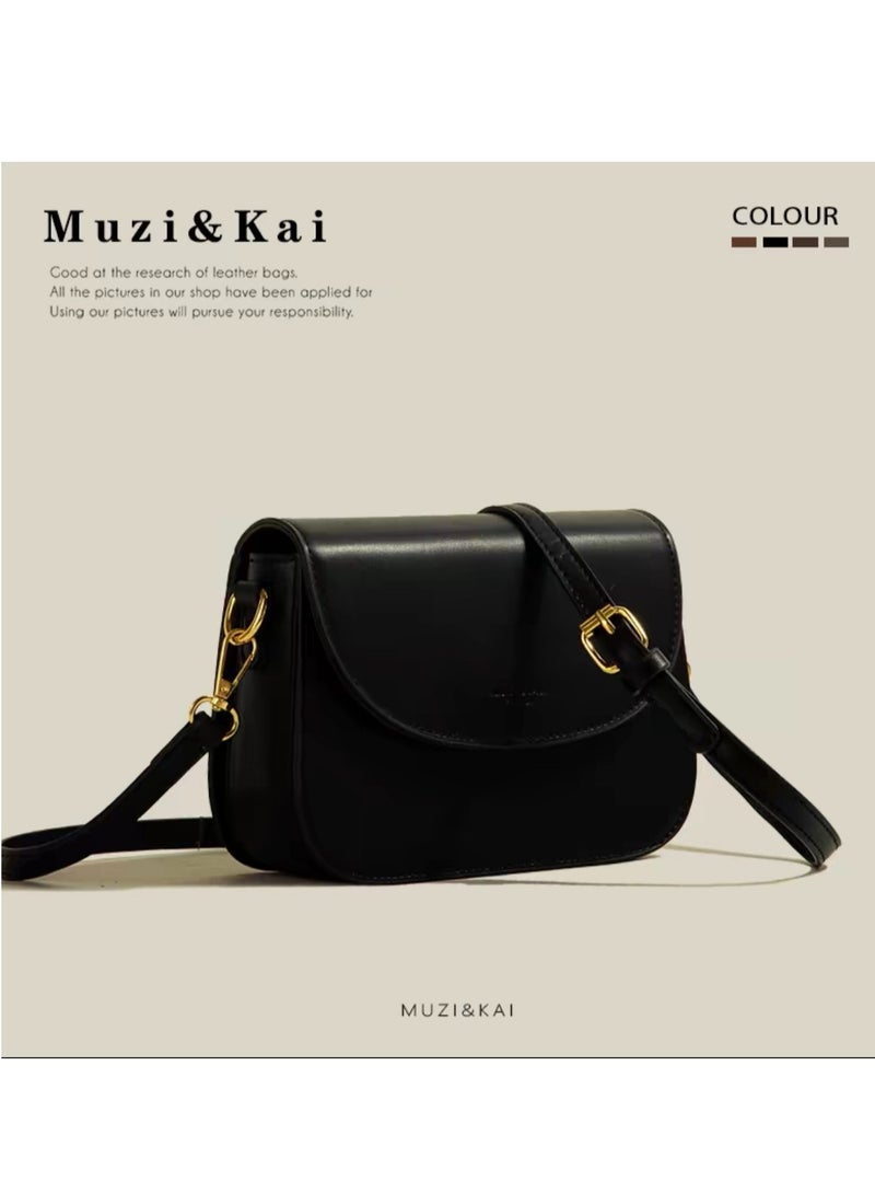 MuziKai أسود الحد الأدنى من النسيج الرجعي حقيبة crossbody الكتف الواحد