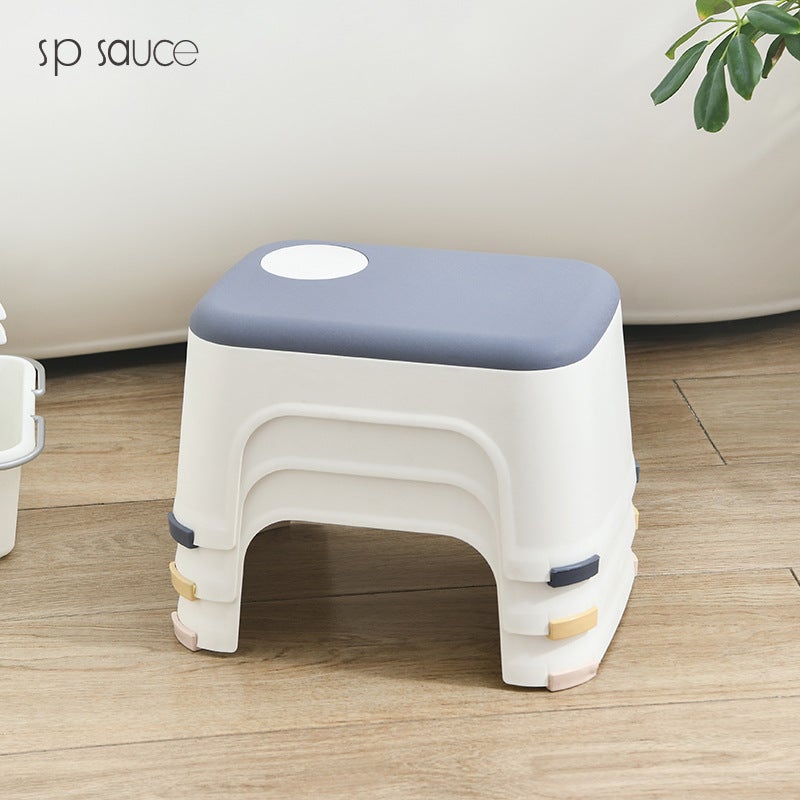 Sp Sauce Small Stool Household Adult Shoe Changing Stool Thickeneded Bathroom Non-Slip Stool Simple Style - Image 3