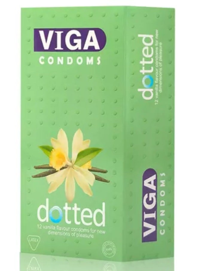 فيجا واقيات ذكرية منقط ١٢ واقيًا ذكريًا بنكهة الفانيليا