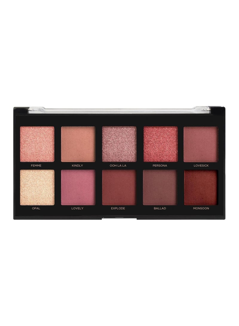 profusion Cosmetics Mauves 10 Shade Eyeshadow Palette blendable multi finish neutrals and dusty rose to plummy hues - Image 2