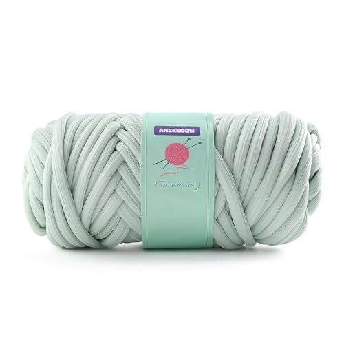 DAERBOF Chunky Yarn for Hand Knitting Crocheting Thick Big Twist Tubular Yarn for Making Blankets Bags Baskets Pillows Pet Nests 055lb250g Matcha Green - Image 1