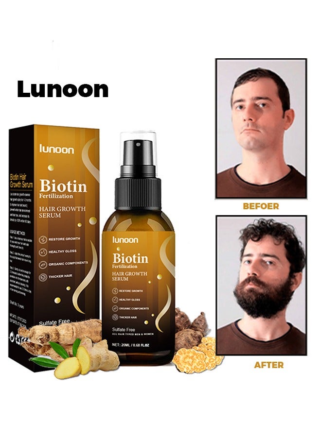 LUNOON Biotin Hair Growth Spray, Hair Regrowth Spray, Biotin Thickening Herbal Serum, Anti Hair Loss Serum For Hair Growth And Hair Loss, Hair Regrowth For Thicker Longer Fuller Hair - Image 1