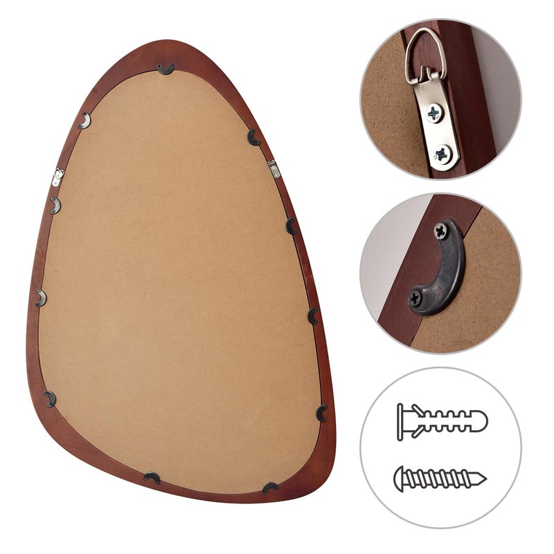 sawsile Irregular Wall Mirror for Bathroom,Wood Asymmetrical Rustic 19.5 x 30.5 inch Farmhouse Vanity Unique Walnut Decorative Large Mirror for Entryway,Bedroom,Living Room,Washroom - Image 4