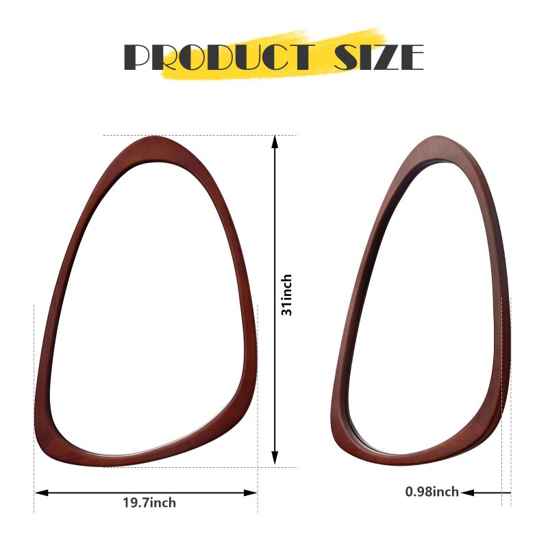 sawsile Irregular Wall Mirror for Bathroom,Wood Asymmetrical Rustic 19.5 x 30.5 inch Farmhouse Vanity Unique Walnut Decorative Large Mirror for Entryway,Bedroom,Living Room,Washroom - Image 3