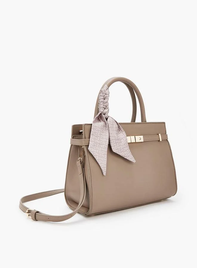 Flora Bella By Shoexpress Scarf Accent Tote Bag with Detachable Shoulder Strap