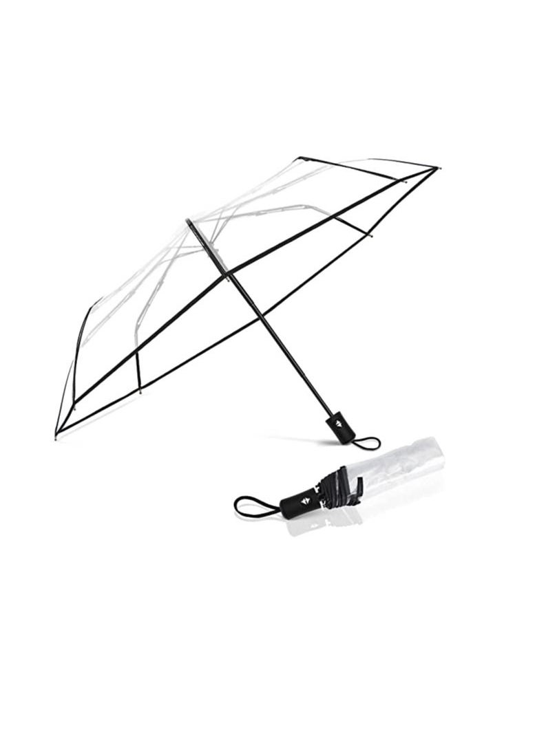 SYOSI - Umbrella Foldable Clear Automatic Open Transparent Folding Auto Open Auto Close Totes Travel Umbrella Rainy Lightweight Portable Women Girls Kids Rainy Windy Weather - Image 1