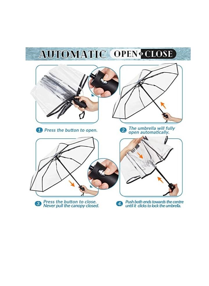 SYOSI - Umbrella Foldable Clear Automatic Open Transparent Folding Auto Open Auto Close Totes Travel Umbrella Rainy Lightweight Portable Women Girls Kids Rainy Windy Weather - Image 1