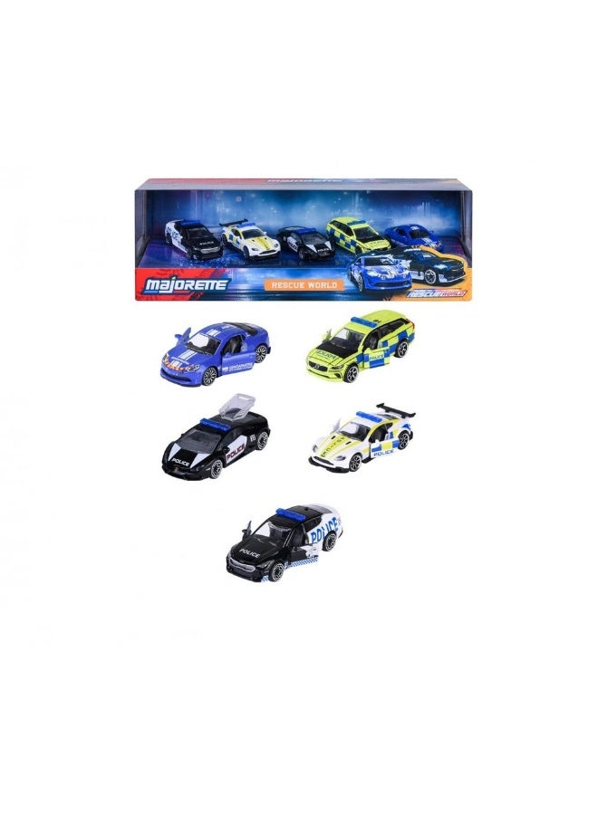 Majorette Rescue World Die-Cast Police Cars (7.5 Cm, Pack Of 5) - Image 1