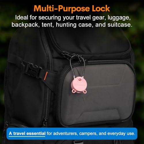 Forge TSA Approved Luggage Locks Ultra-Secure Dimple Key Cable Locks for Travel with Zinc Alloy Body- 2 Pink Locks - Image 5