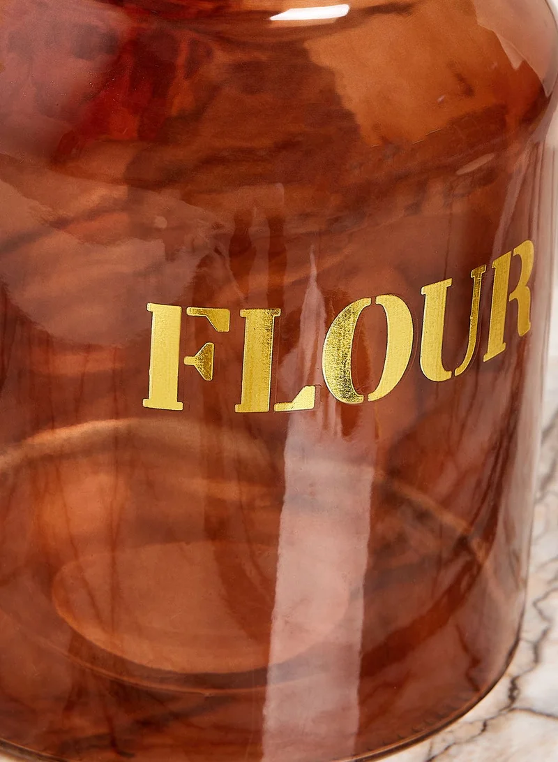 Noire Edit 21Cm Glass Storage Jar 'Flour' - Vintage Amber Gold