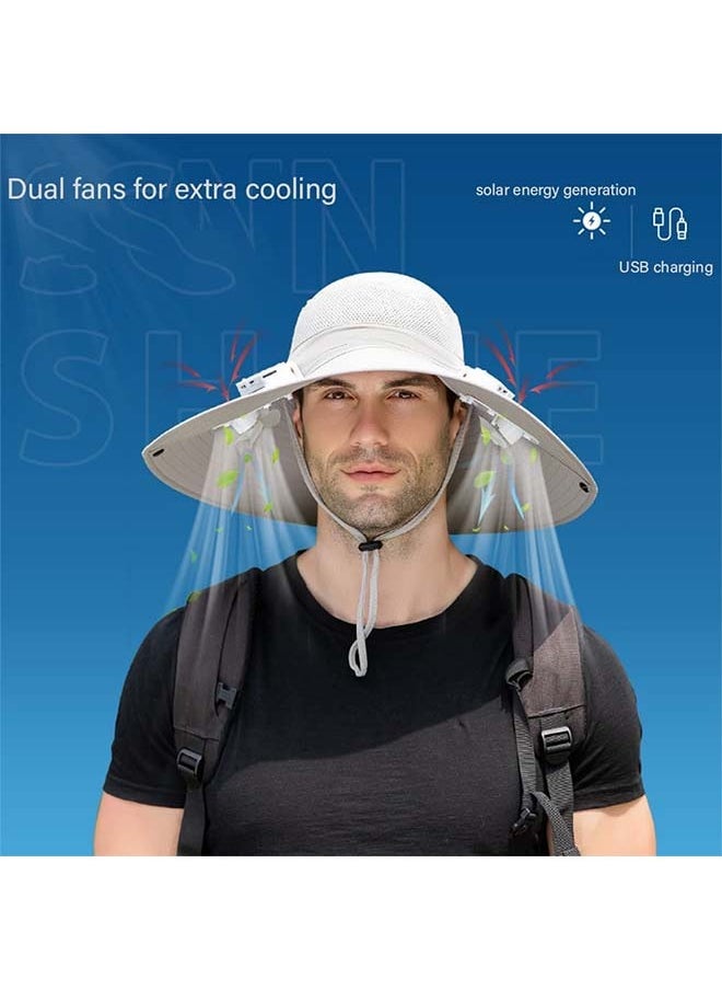 Generic - Solar Fan Cap Sun Hat with Fan Wide Birm Fishing Hat with Cooling Personal Fan Fishing Hat for Outdoor Sport Travel Camping - Image 1