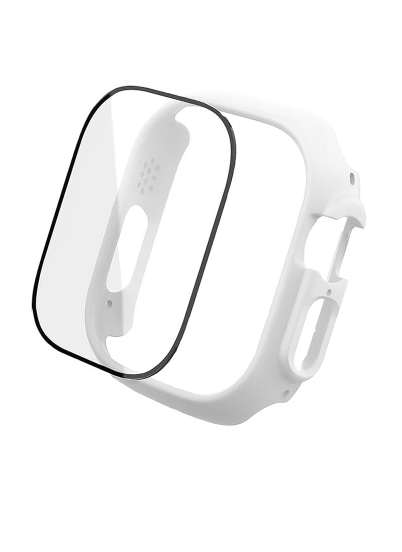 Generic 2 in 1 Silicone Band Strap Watch Band & Protective Case with Tempered Glass for Apple Watch Series 7,45mm (White)  - Image 2
