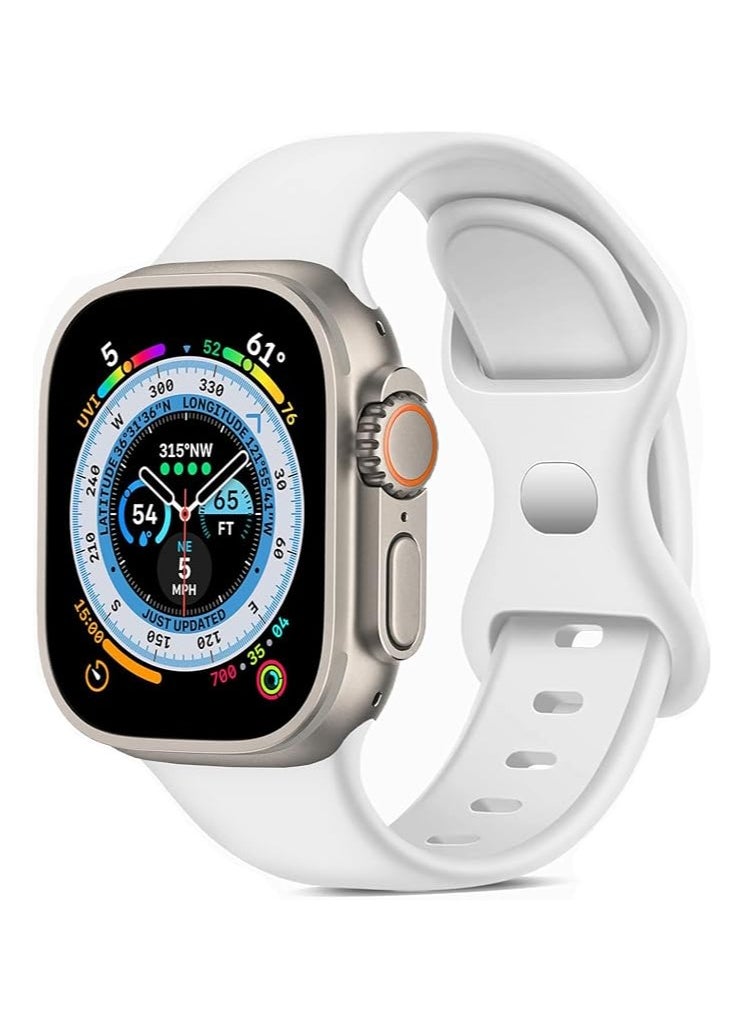Generic 2 in 1 Silicone Band Strap Watch Band & Protective Case with Tempered Glass for Apple Watch Series 7,45mm (White)  - Image 3
