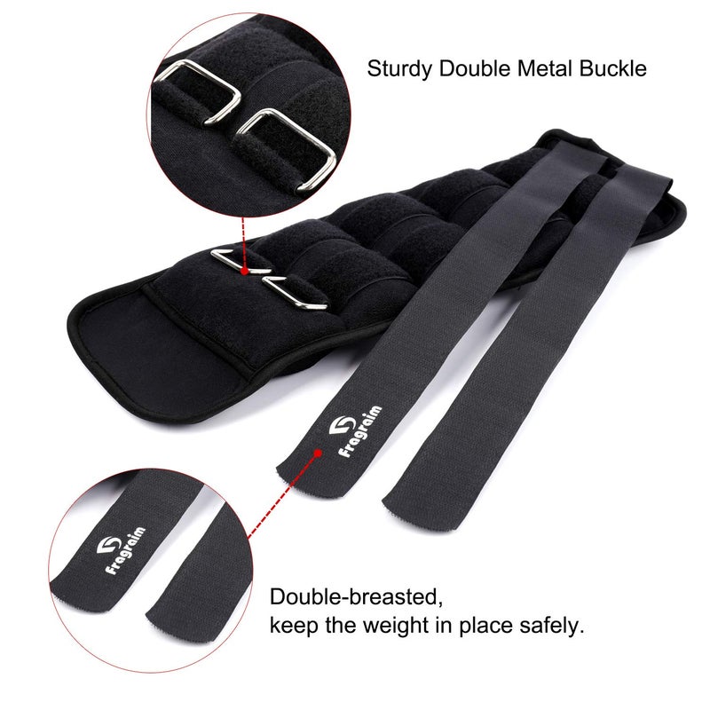 Fragraim أوزان الكاحل، أوزان المعصم والذراع والساق 10 رطل × 2 للنساء والأطفال والرجال، مريحة وناعمة، مثالية للرقص، الجري، المشي، اللياقة البدنية، التمرين (أسود) - Image 3