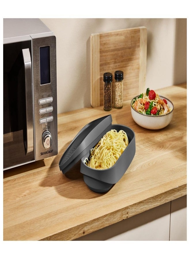 ATETO Microwave Containers Pot Sets for Cooking Nonstick Plastic Rice Cooker, Rice Making Tool, Instant Microwave Noodles & Pasta Pot with Strainer Lid, (Pack of 1) - Image 2