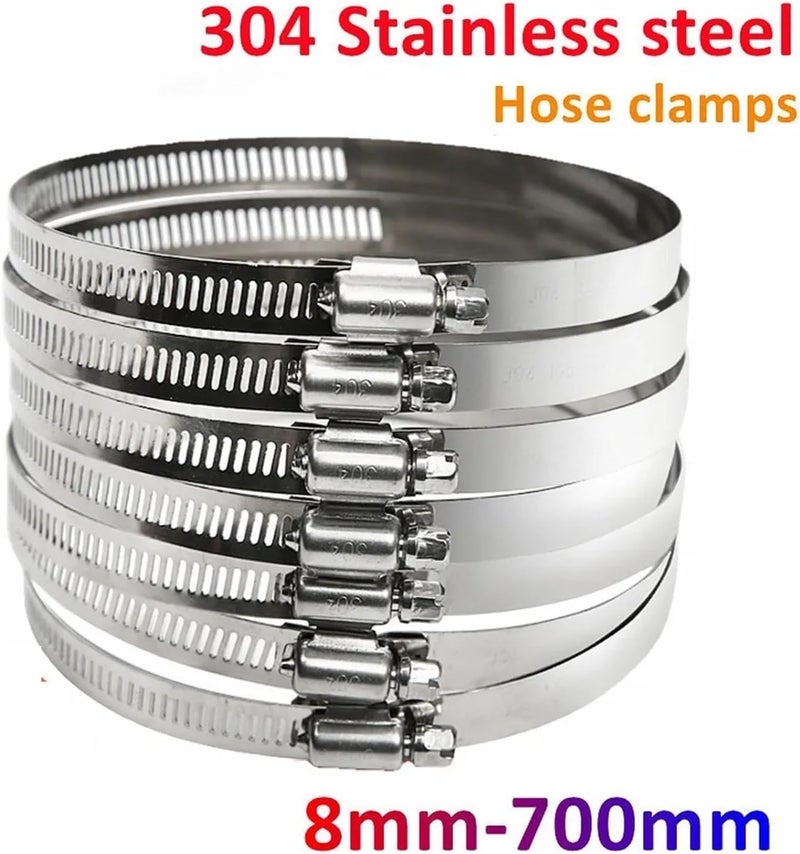 Applicatio 10 Pcs 141-254mm Pipe Clamps Heavy Duty Stainless Steel Hose Clips Car Fuel Tube Clamp Worm Drive Durable Anti-oxidation(213-235mm) - Image 4