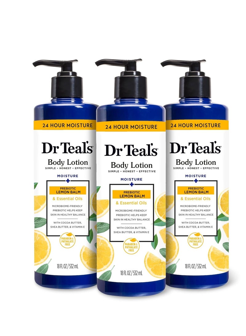 Dr Teal's Dr Teal's Body Lotion, Lemon Prebiotic Lemon Balm & Essential Oils, 18 oz (Pack of 3) - Image 1
