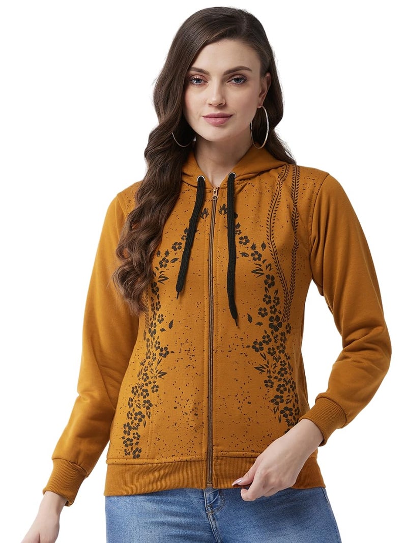Pivl Women's Winter Fleece Printed Jacket - Warm and Stylish_MUSTARD_M - Image 1