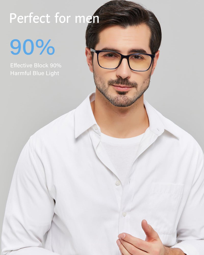 ANRRI Blue Light Blocking Glasses, Anti Eyestrain Lens Lightweight Frame Eyeglasses, Blue, Men/Women - Image 3