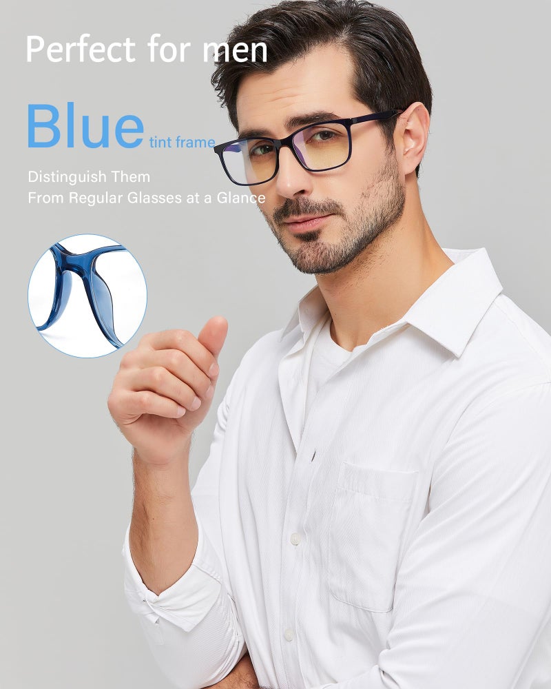ANRRI Blue Light Blocking Glasses, Anti Eyestrain Lens Lightweight Frame Eyeglasses, Blue, Men/Women - Image 2
