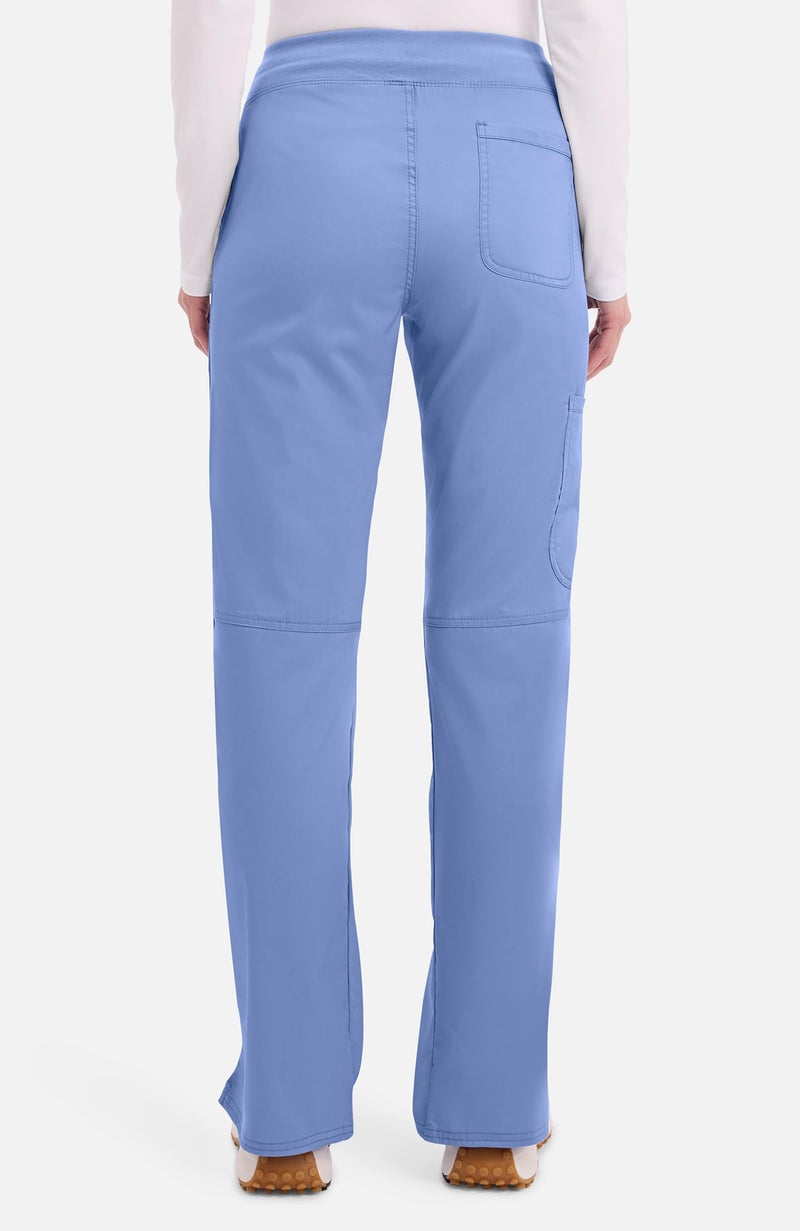 Cherokee Women Scrub Pant with Straight Leg Pull-on Pant Medical Bottom with 4 Pocket & 2-Way Stretch Fabric - WW110, L, Ciel Blue - Image 2