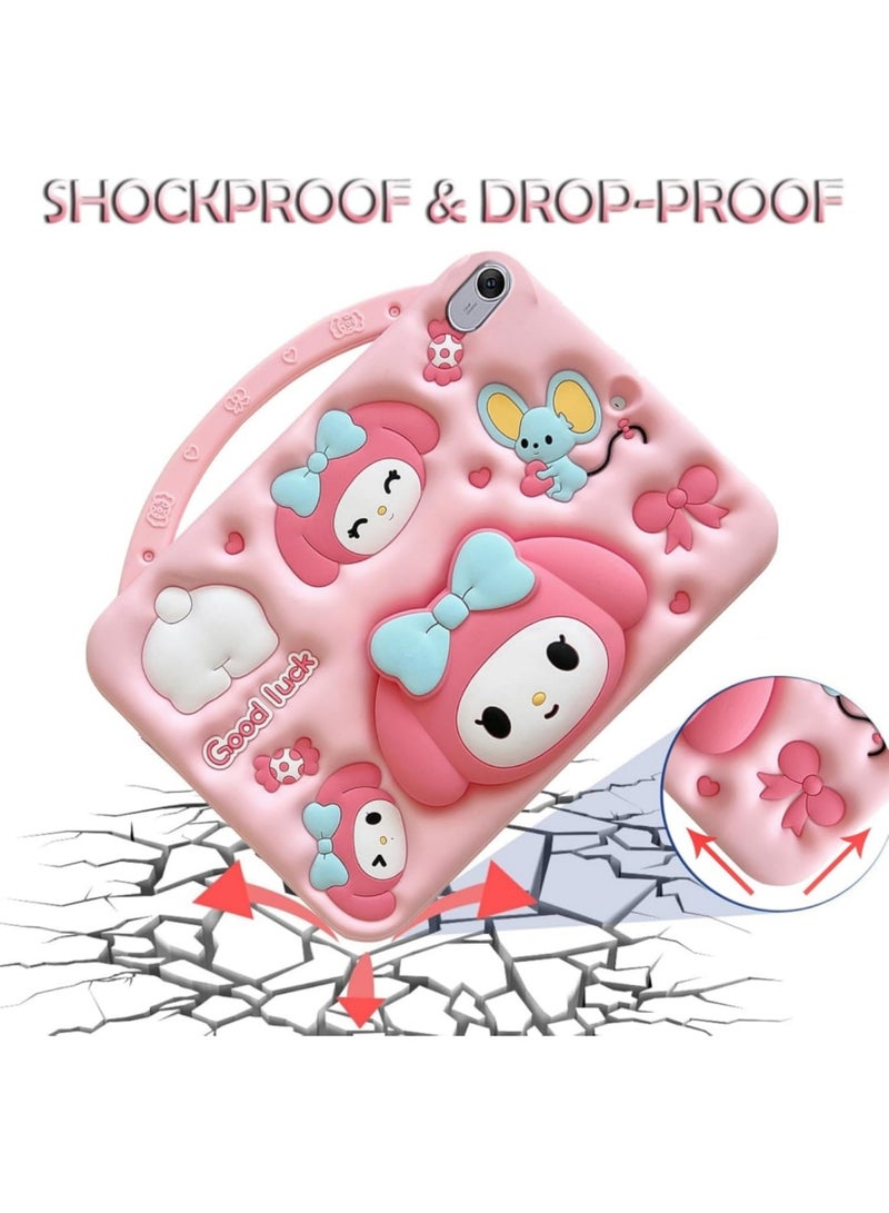 Aookay Kids Case Compatible with iPad Air 11'' (M3 2025/M2 2024) 6th Gen, Shockproof Silicone Cartoon Melody Cover with Handle Stand, Shoulder Strap - Image 4