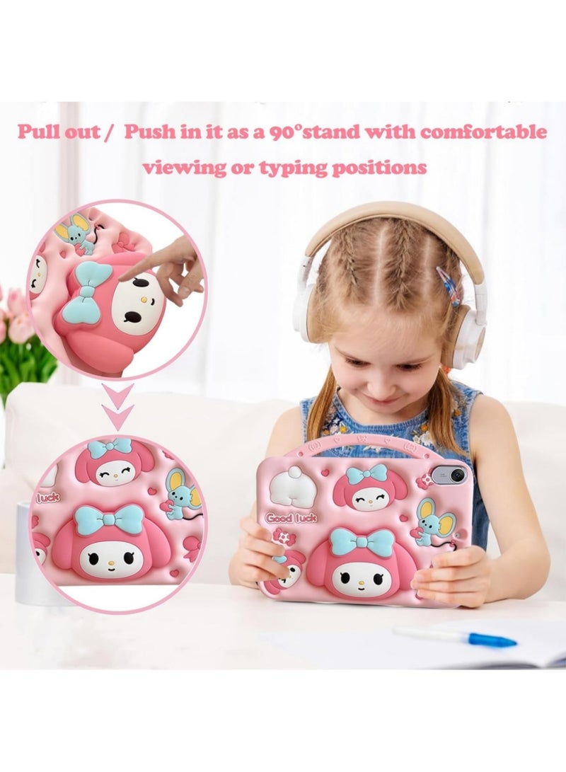 Aookay Kids Case Compatible with iPad Air 11'' (M3 2025/M2 2024) 6th Gen, Shockproof Silicone Cartoon Melody Cover with Handle Stand, Shoulder Strap - Image 3