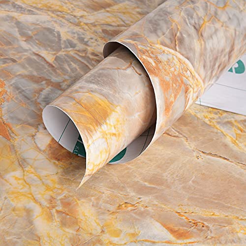 WALLTON Self Adhesive Wallpaper for Furniture,Almirah,Table Top,Wardrobe,Kitchen,Cupboard Decal & Door| Kitchen Wall Paper Sticker DIY PVC Self Liner Vinyl Stickers. (Onyx Cream Marble, 16x48 Inch) - Image 5
