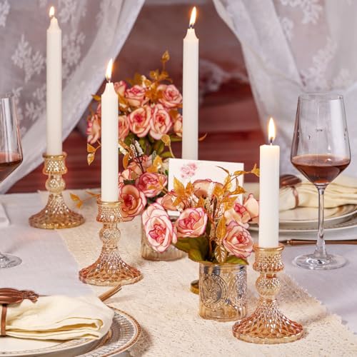 simeitol Taper Candlestick Holder Set of 6, Gold Candle Holders & Vintage Candlestick Holders, Glass Candle Holder for Table Centerpieces, Fall, Christmas, Autumn, Thanksgiving Decor - Image 4