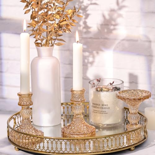 simeitol Taper Candlestick Holder Set of 6, Gold Candle Holders & Vintage Candlestick Holders, Glass Candle Holder for Table Centerpieces, Fall, Christmas, Autumn, Thanksgiving Decor - Image 3