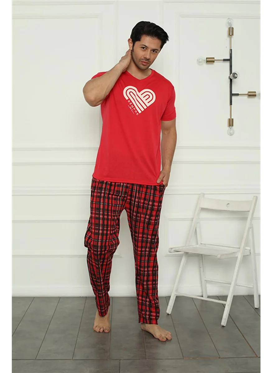 Akbeniz Men's Combed Cotton Pajama Set 6832