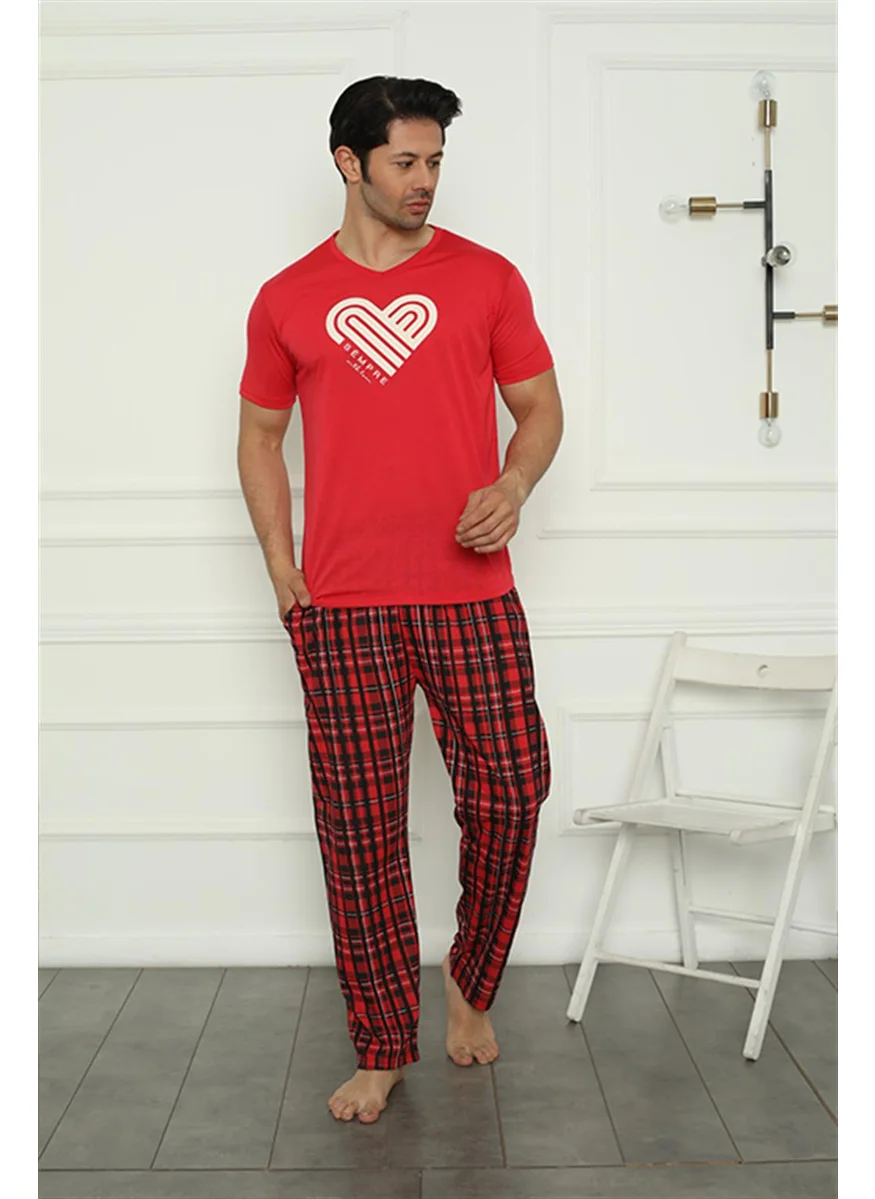 Akbeniz Men's Combed Cotton Pajama Set 6832