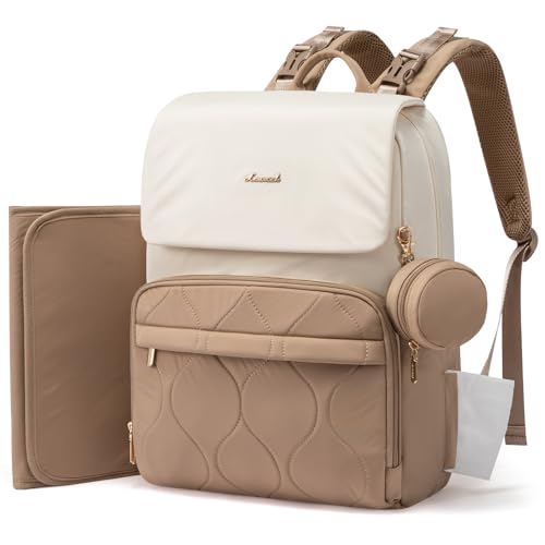 LOVEVOOK Diaper Bag Backpack Baby Travel Bags for Boys Girl Toddler Waterproof Diaper Bag wChanging Pad Beige khaki 156Small - Image 1