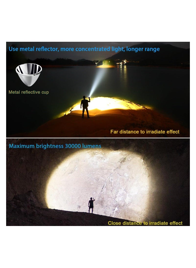 30000 High Lumens SST40 LED Torch with Power Display Super Bright Rechargeable Flashlight Type C Fast Charging Flash Light with 5 Modes IPX6 Waterproof Durable Torches for Camping Hiking Emergency  - Image 2