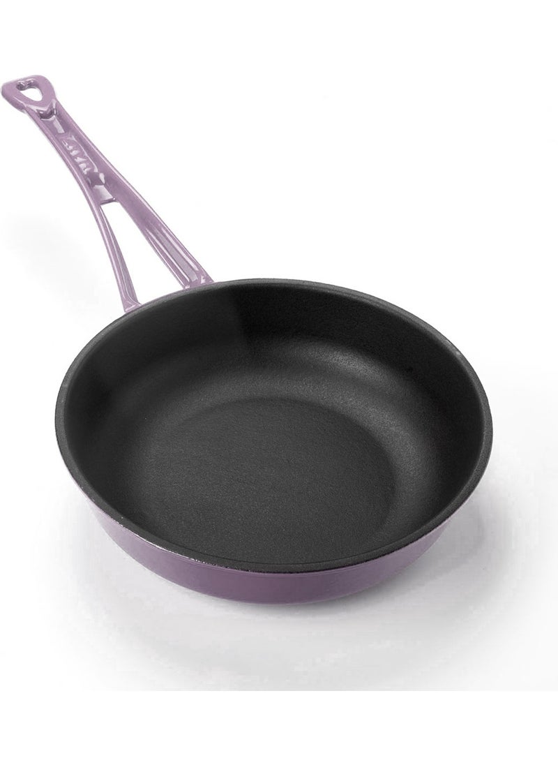 Lava Cast Iron Frying Pan, Metal Handle. DIAMETER(Ø)24CM. - Purple  - Image 3