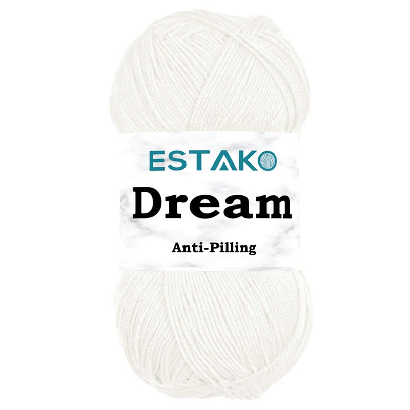Estako Dream, 100% Microfiber Acrylic Yarn, Soft, Super Fino/Fingering Weight (1) for Crochet and Knitting 3.5 Oz (100g) / 382 Yrds (350m) (70171 - White) - Image 1