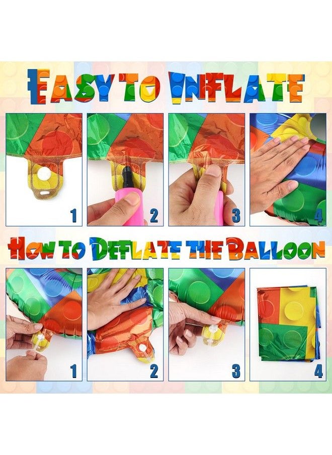 32 Inch Building Block Number Balloon Colorful Number Block Foil Balloons Helium Balloon Numbers For Birthday Brick Theme Party Decorations (Number 7)