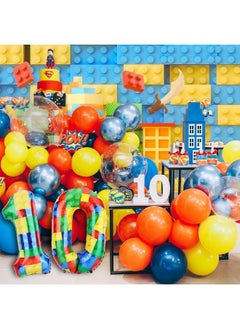 SAVITA 32 Inch Building Block Number Balloon Colorful Number Block Foil Balloons Helium Balloon Numbers For Birthday Brick Theme Party Decorations (Number 7)  - Image 5