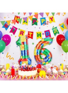 SAVITA 32 Inch Building Block Number Balloon Colorful Number Block Foil Balloons Helium Balloon Numbers For Birthday Brick Theme Party Decorations (Number 7)  - Image 4