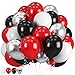 Paeyeq Red Black Balloons 60 Pcs 12 Inch Double Stuffed Red Matte Black White Balloon with Metallic Silver Balloon for Halloween Vampire Prom New Year Race Car Theme Birthday Poker Card Party Decorations - Image 2